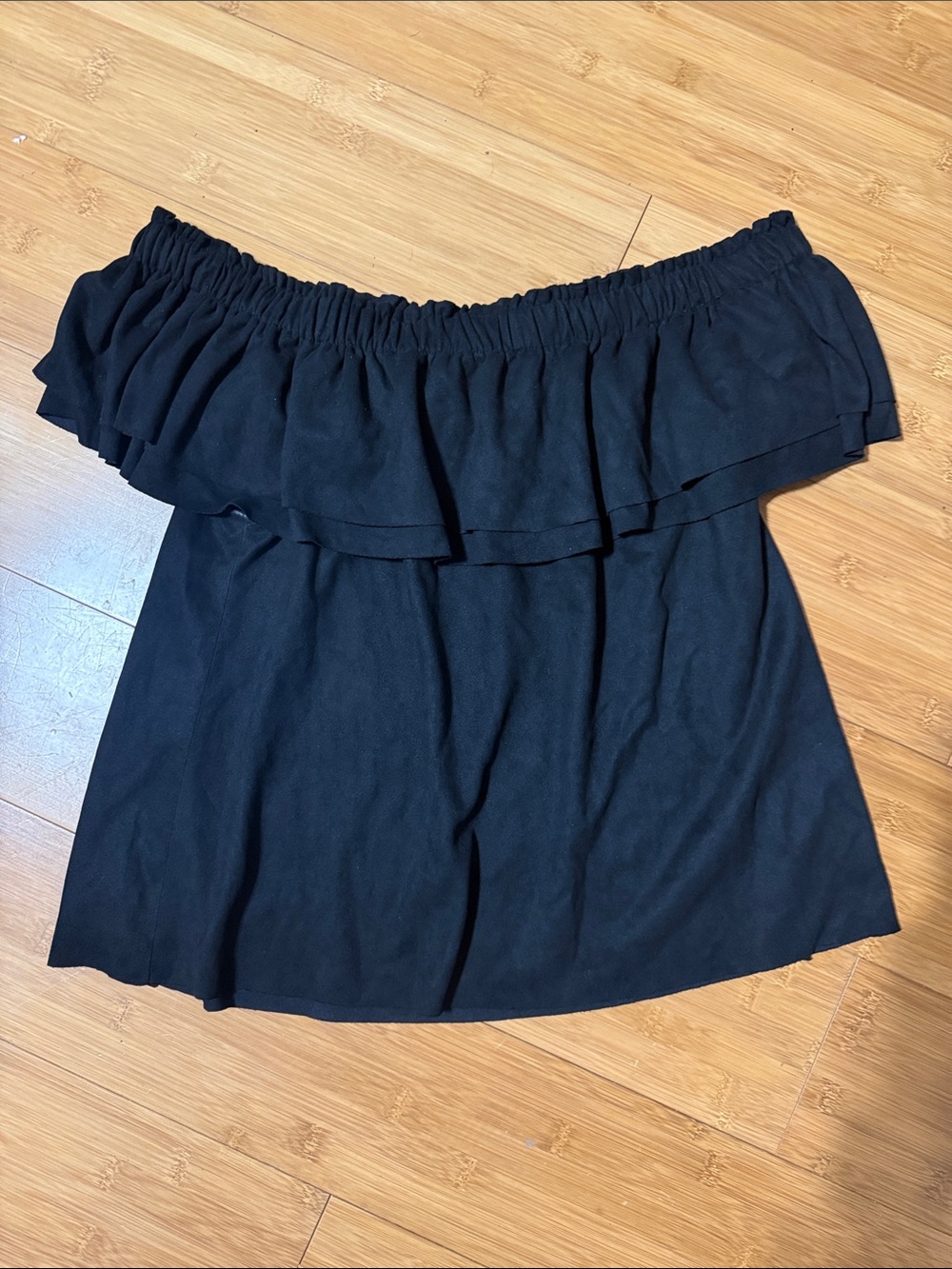 Young Fabulous & Broke Black Off-Shoulder Ruffle Tunic Top